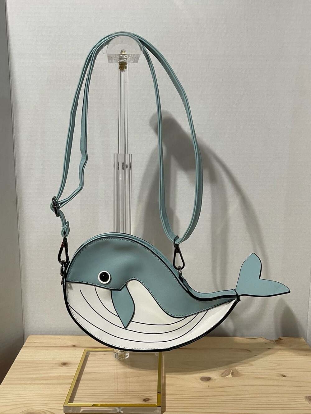 Cute Cartoon 3D Whale Shaped Faux Leather Novelty Crossbody Shoulder Bag Purse